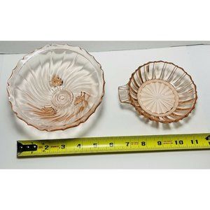Pink Depression Glass 3 Footed Candy Dish Vanity Trinket Jewelry Tray Vintage 2